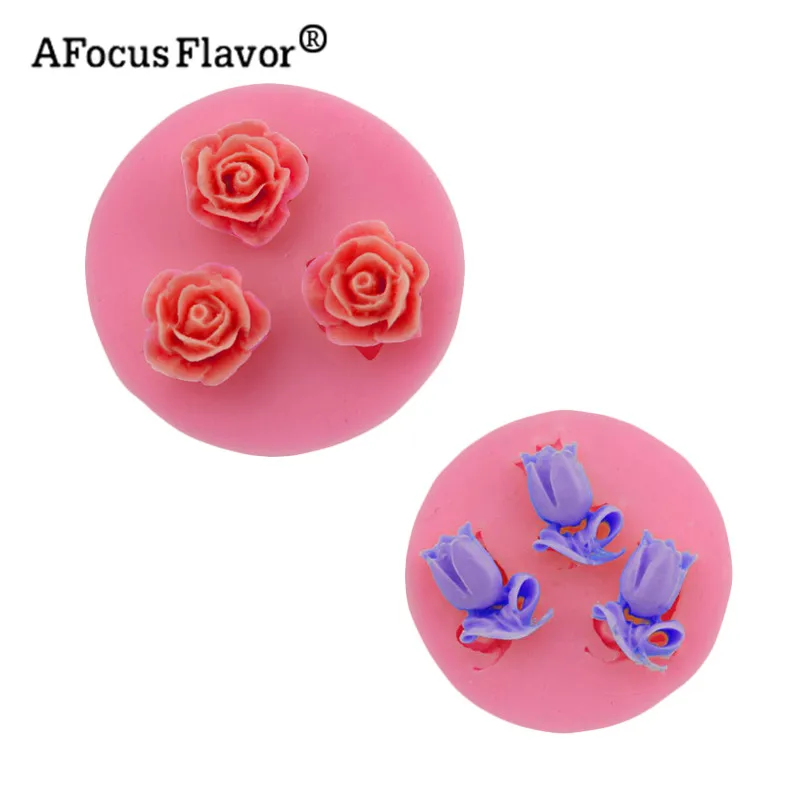 1 Pc Rose Silicone Mold Wedding Cake Decorative Chocolate Cookies Soap Cake Stand Clay Resin Kitchen DIY Baking Fondant Molds