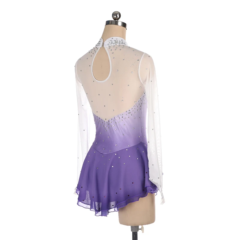 Nasinaya Figure Skating Dress Ice Skating Skirt for Girl Women Kids Customized Competition Performance Purple Gradient Shiny