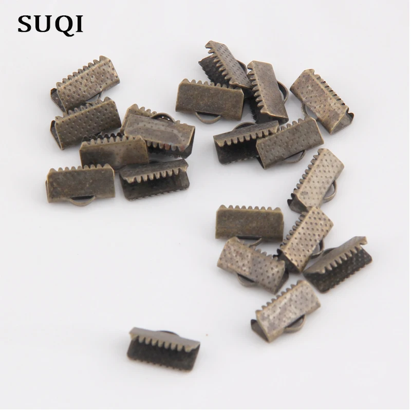 20Pcs bronze Ribbon Crimp End Caps of Necklace Clip Cord Foldover Bracelet Connectors Finding jewelry clips Accessories diy