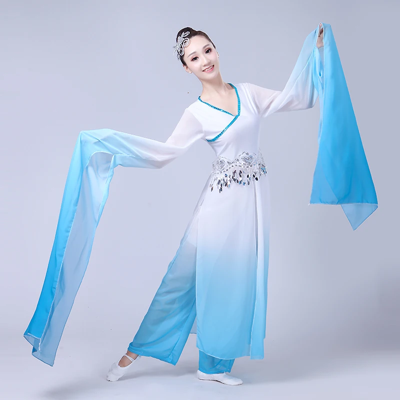 Hanfu-traje de baile clásico de estilo chino, Elegante, moderno, mangas nacionales, para baile antiguo