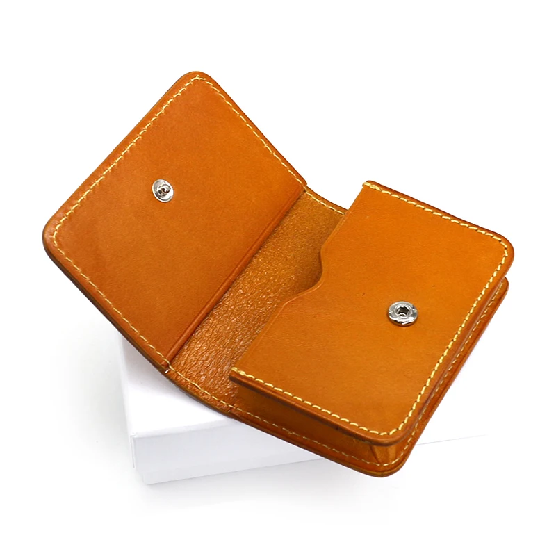 Business Card Bag Genuine Leather Luxury Vintage Credit Card Wallets Retro Mini Hasp Coin Purses Small Money Bag