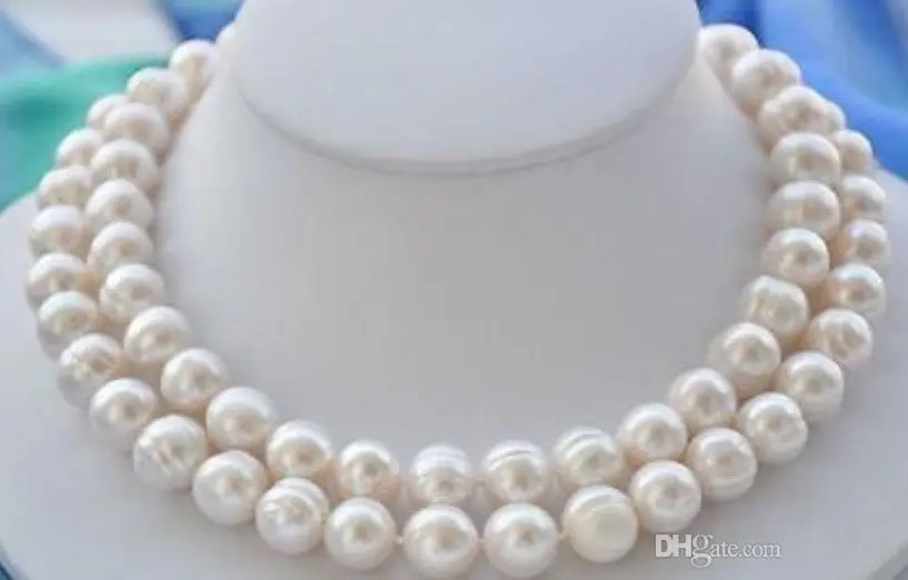 FFREE SHIPPING** 13MM NATURAL WHITE SOUTH SEA BAROQUE PEARL NECKLACE 34