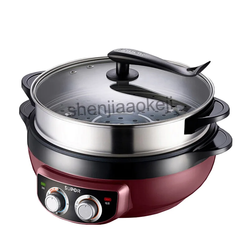 220v 1800w Multifunctional Electric Food Steamer Hot Pot Household Electric Cooker Wok 6L Korean-Style Non-stick Frying Machine