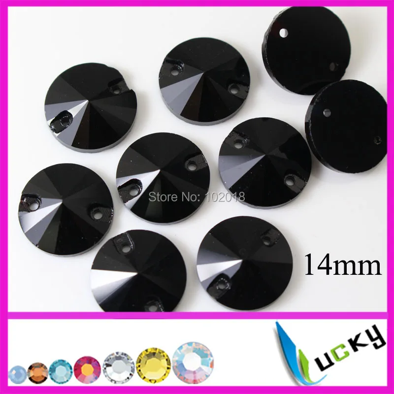 ture jet Black color really crystal  rivoli 10/12/14/16/18mm  sew on crystal  round shape shine as austria crystal