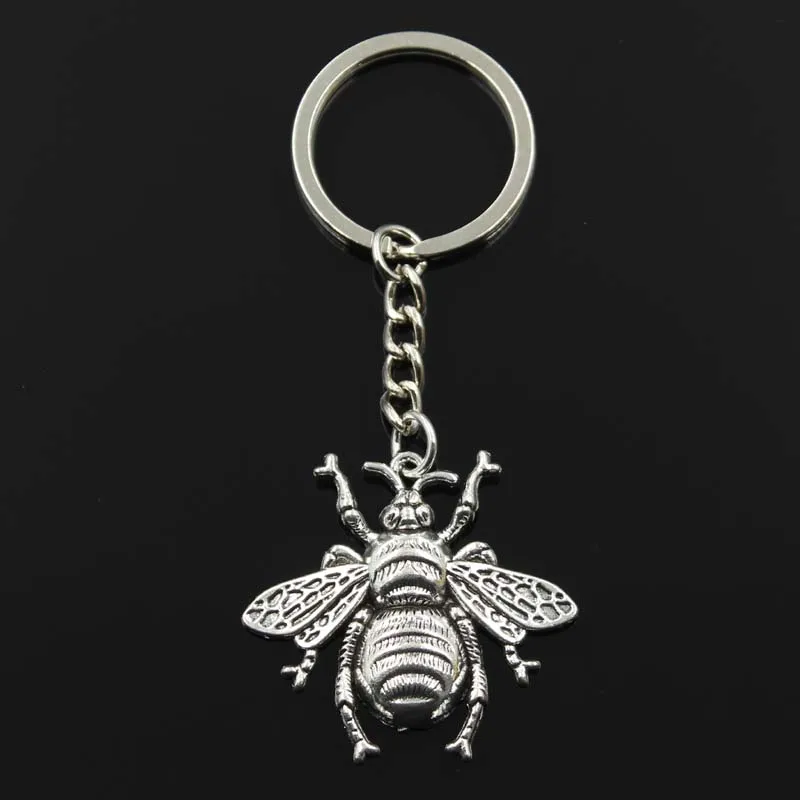 Fashion Hornet Honey Bee 40x38mm Pendant 30mm Key Ring Chain Bronze Silver Color Men Car Gift Souvenirs Keychain Dropshipping