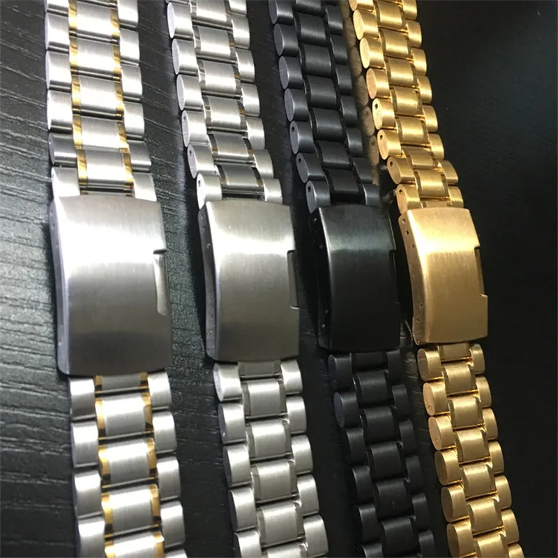 Full Stainless Steel Wristwatch Band For Men Women Watches Bands Straps 14 16 18 19 20 21 22 24 26mm Universal strap