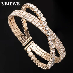 YFJEWE Women Classic Cross Design crystal  Bracelet Fashion  Jewelry Sparkling Handmade Femme Bracelets B254