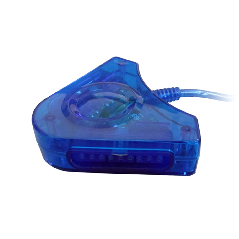 10 Uds. Por lote adaptador de juego convertidor de controlador para PC PS2 a PC transparente azul
