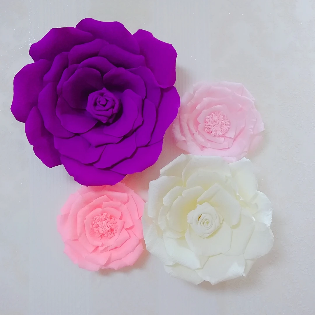 4 Piece Assorted Crepe Paper Flower Set Gallery Wall Decor Nursery Decor Girl's Room Decor Floral Nursery Decor