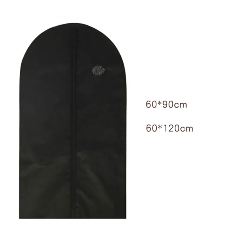 1X Black Gray Garment Bag Clothes Suits Dust Cover Dust Bags Wardrobe Storage Non Woven Fabric Suit Coat Dress Jacket Zipper Bag