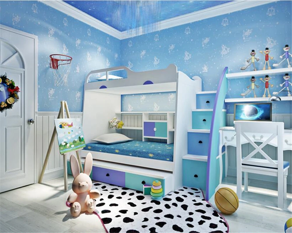 

beibehang wallpaper Fashion personality nonwoven cute child constellation boy girl princess bedroom papel de parede 3d wallpaper