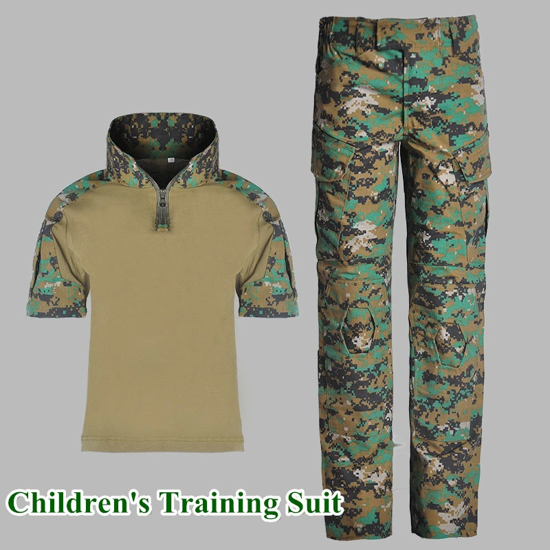 Outdoor Camping Training Childrens  Clothes Camouflage Short Sleeve Suit Kids CS   Shirt Pant  Uniform