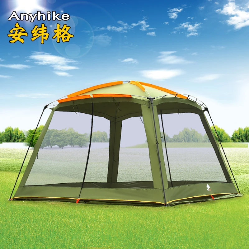 Ultralarge Camping Tent with Mosquito Net, Large Gazebo, Sun Shelter, Beach Barbecue Tent, 365x365x220cm