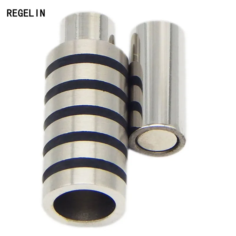 REGELIN 2pcs Hole Size 4/5/6mm Strong Magnetic Clasps For Leather Bracelet Stainless Steel Screw Clasp Connectors Jewelry Making