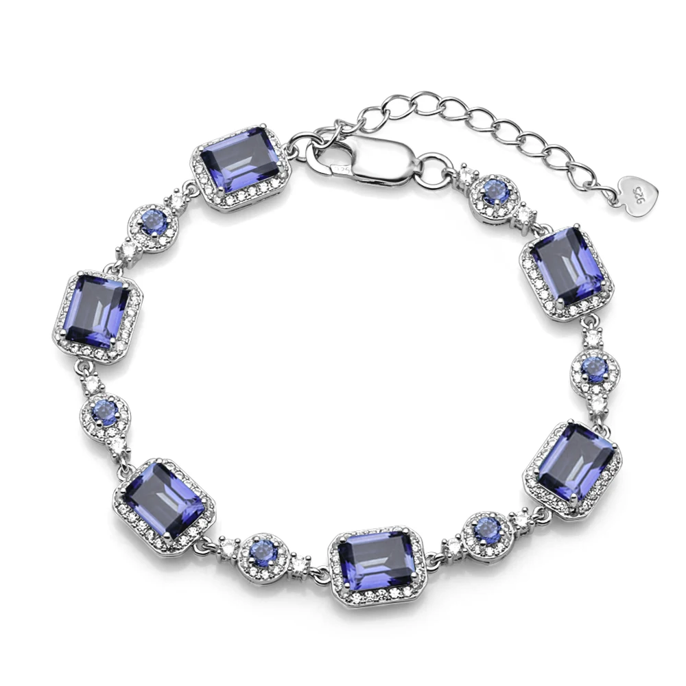 

GEM'S BALLET Natural Iolite Blue Mystic Bracelet 925 Sterling Silver Gemstone Bracelets & Bangles For Women Wedding Fine Jewelry