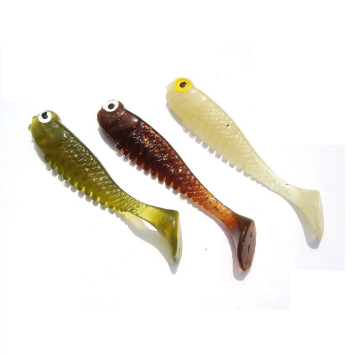 Kleiner Fisch weicher Köder 5cm künstliche Köder mit Fisch geruch grün lila leuchten im dunklen Wurm 10 teile/beutel – Detail 7