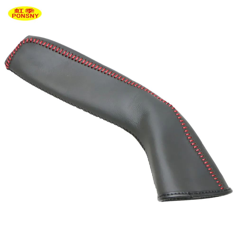 PONSNY Car Handbrake Covers Case for Mazda 3 2008-2010 Genuine Leather Auto Handbrake Grips Lever Cover