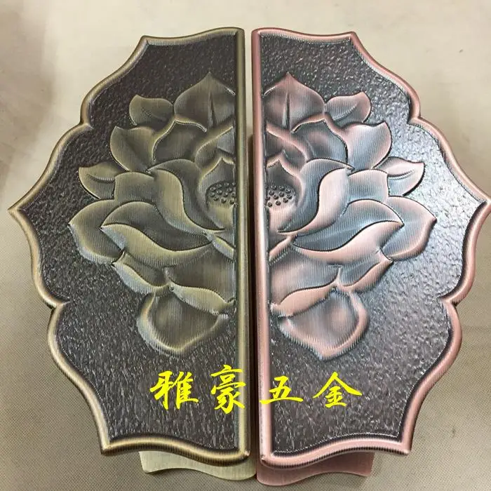 Chinese antique lotus semicircular door handle handle European hotel glass door handle antique copper