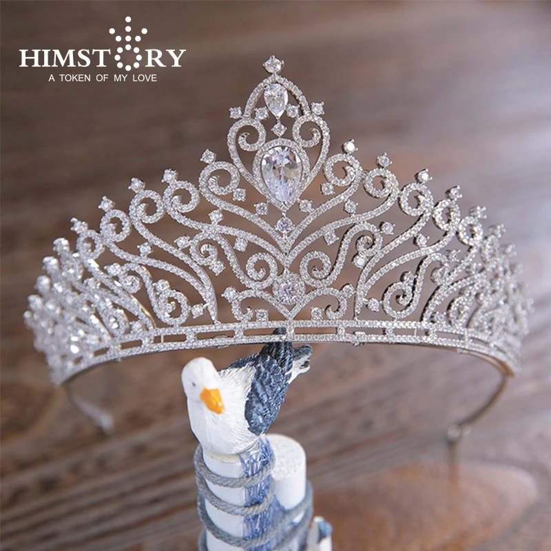 Luxury Royal European  Crown Handmade Clear Crystal Tiara Bridal Wedding Hair Jewelry Accessories Women Pageant