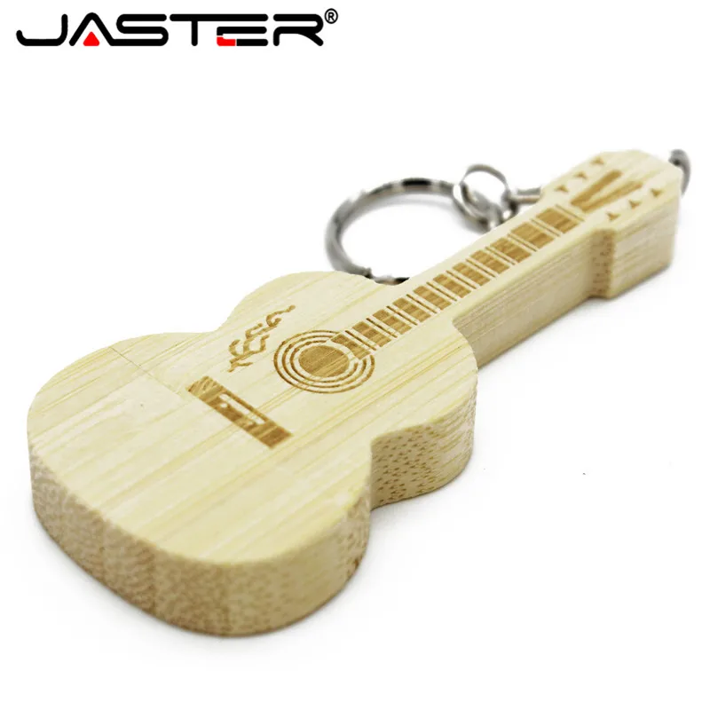 JASTER hot selling creative 3 color wooden guitar with chain USB 2.0 4GB/8GB/16GB/32GB/64GB USB flash drive 10 PCS free LOGO