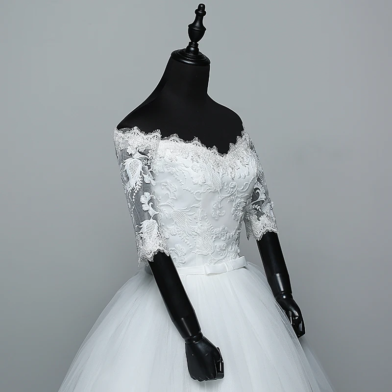 Robe de Mariée en Dentelle Brodée avec Fleurs et Papillon, Col Bateau, Style Princesse, Éducatif, Nouvelle Collection 2023