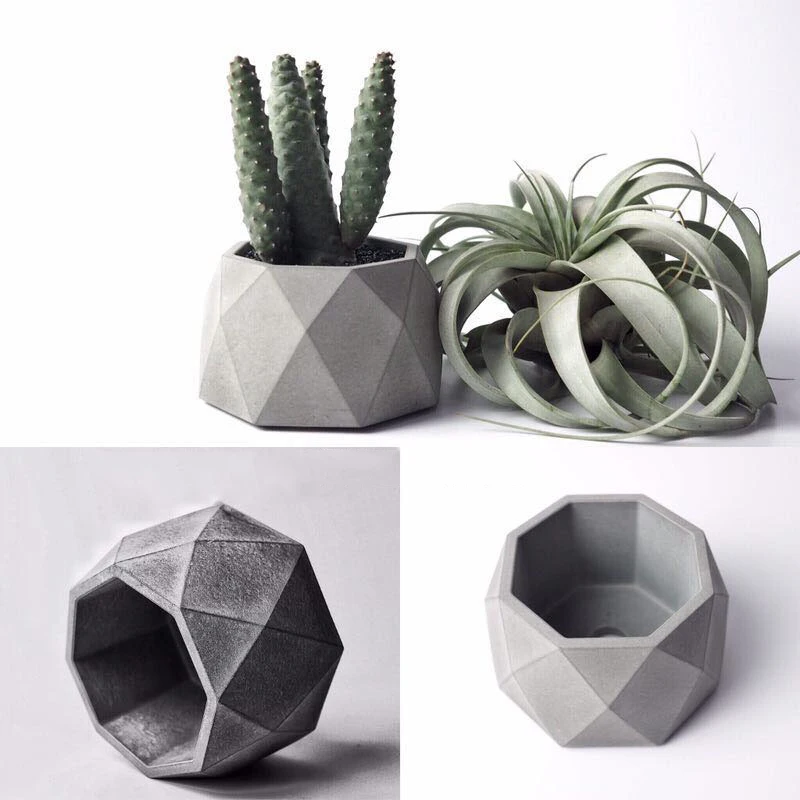 

Geometric Succulent Plants Pot Silicone Concrete Mold Gypsum Plaster Craft Mould Octagon Cement Clay Flower Pot Molds