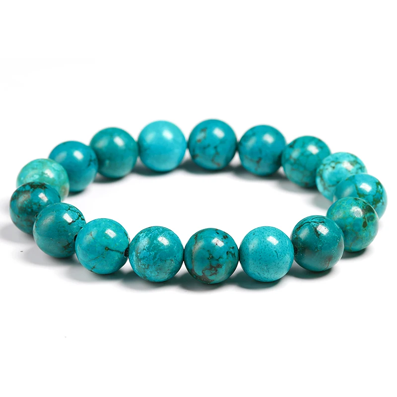 Natural Turquoises Stone 12MM Beads Bracelets for Women Round Beaded Bracelet Men Jewelry Gift Yoga Meditation