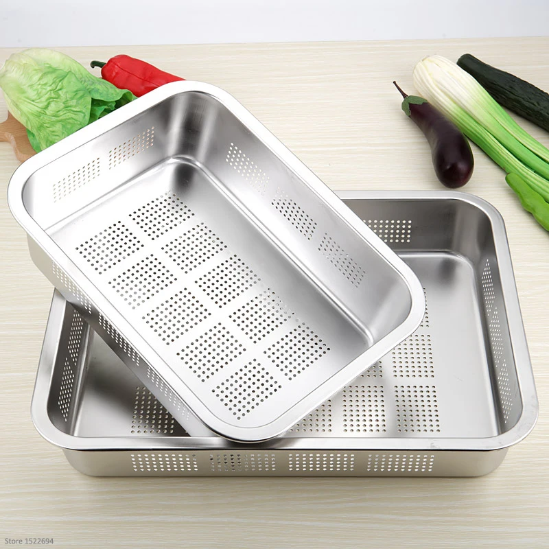 

Heavy Duty Stainless Steel Colander, Rectangle Strainer, Fine Mesh Colander, Durable Kitchen Strainer, Rinse Drain