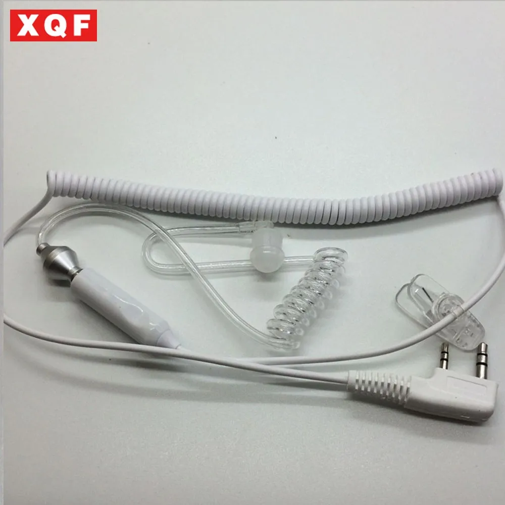 XQF 2 Pin Radio Headset PTT MIC Earpiece for Kenwood Baofeng UV-5R for TYT Two Way Radio Transparent Flexible Acoustic