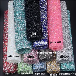 24*40cm Self Adhesive Shiny Resin Rhinestone Sticker Sheet Iron on Strass Crystal Mesh Trimming Clothes Shoes Bags Decoration