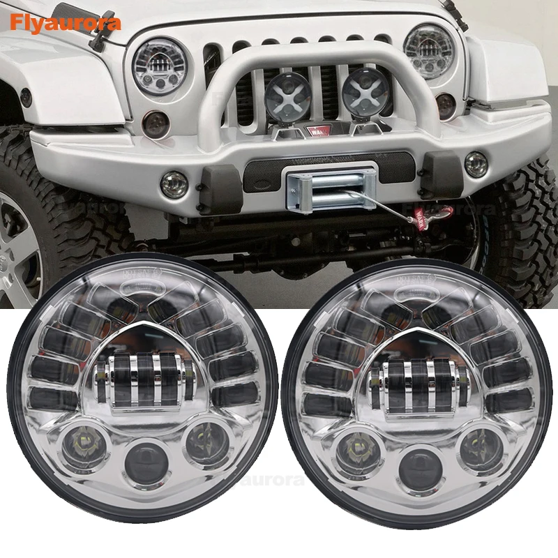 2X 7 Inch Round LED Headlights Projection Headlight Kit for Jeep Wrangler JK TJ LJ lada niva 4x4 suzuki samurai Hummer H1 H2