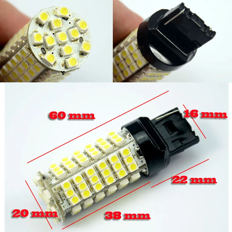 AutoEC 2pcs Xenon white T20 7440 7443 102 SMD 1210 led bulb Car Turn signal light  bulb 992A DC12V #LD02