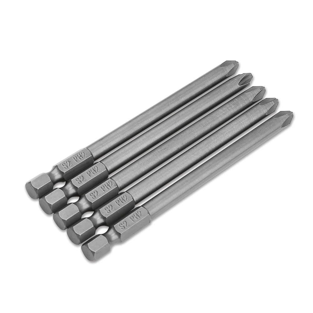 DEKO SCRE06 5pcs Security Bit Hexagon Screwdriver Bit S2 Steel 1/4 Inch Hex Shank Screw Drivers Set 100mm Length