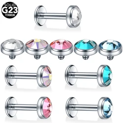 1PC Titanium Internally Thread Labret Piercing CZ Gem Orelha Cartilage Tragus Earing Lip Stud Piercing Oreja Helix Body Jewelry