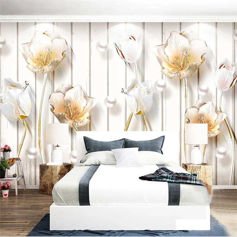 

wellyu papier peint wallpaper for walls 3 d Custom wallpaper Simple Sofa Relief New Chinese Tulip Jewelery papel parede