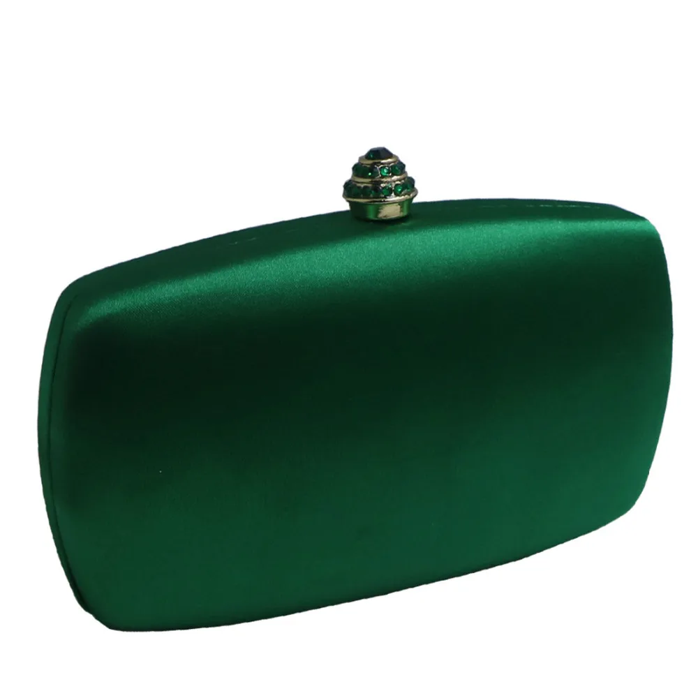 Elegant Hard Box Clutch Silk Satin Dark Green Evening Bags for Matching Shoes and Womens Wedding Prom Evening Party