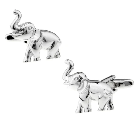 iGame Elephant Cuff Links Silver Color Brass Material Novelty Animal Design Cufflinks Wholesale & Retail