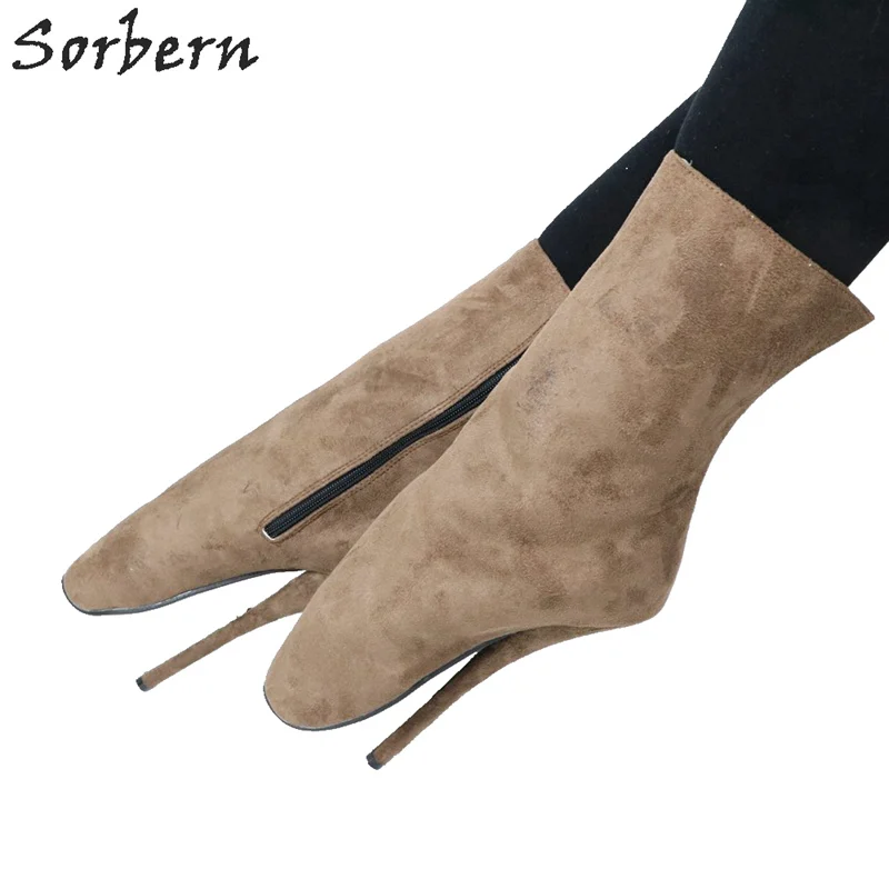 Sorbern Deep Grey Ankle High Ballet High Heel Boots Women Side Zipper Custom Colors Big Size Sexy Fetish Shoe Unisex Sm Heels