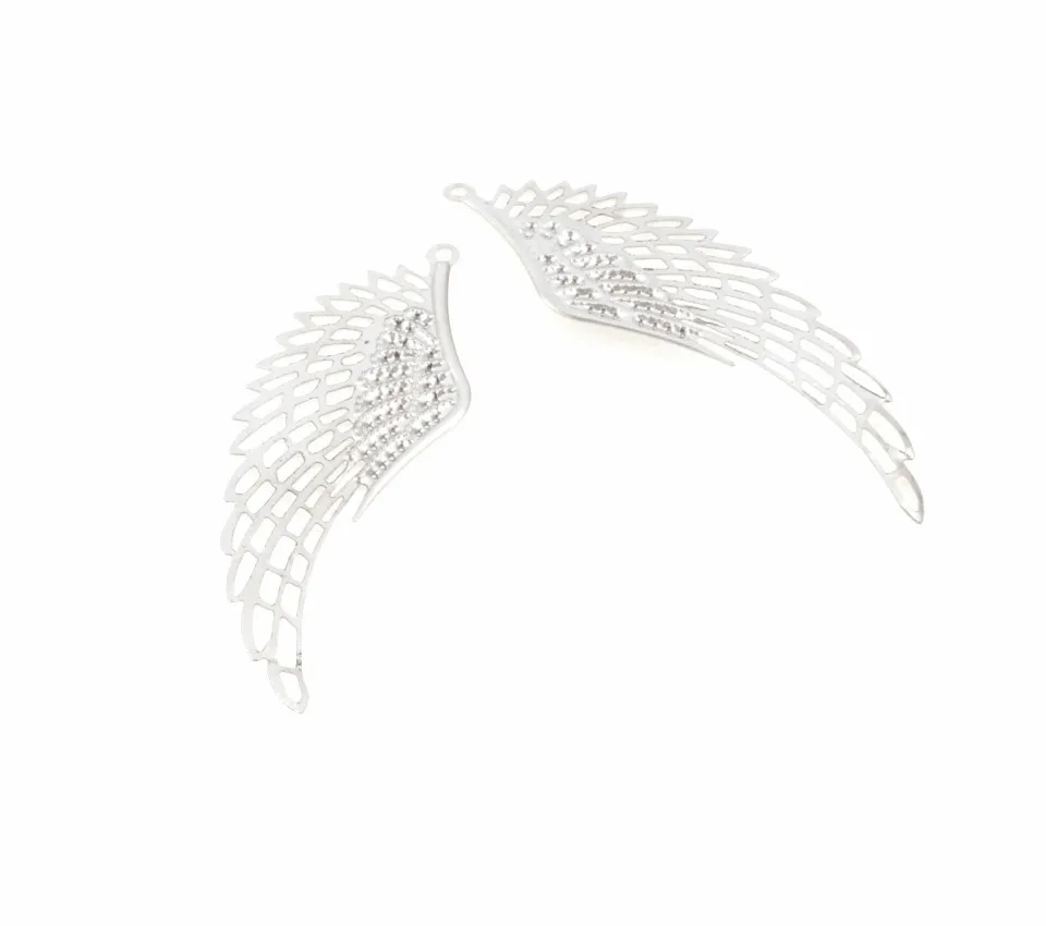 10Pcs Gold/White K/Silver Filigree Wing Wraps Connectors Metal Crafts Decoration DIY Findings Connectors 24*70mm