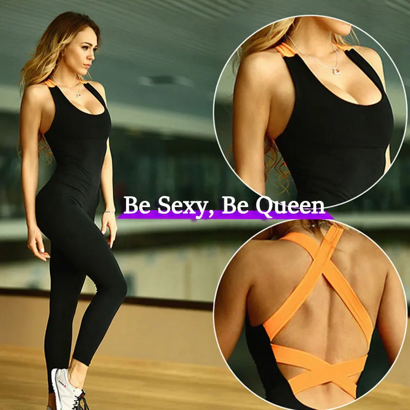 2023 Running Sport Suit Yoga Set jumpsuit Gym Workout Tracksuit for Women Backless Sexy sport wear Bodysuit fitness clothing