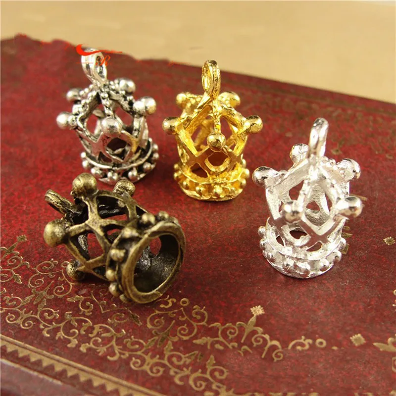 20pcs Antique Gold/Silver Color Crown Beads Connectors Charms End Beads Cap For Bracelet Necklace DIY Jewelry Making Findings