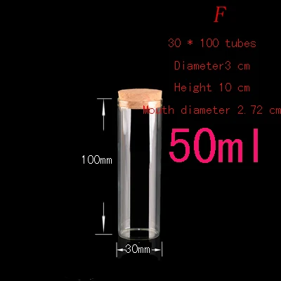 

Capacity 50ml(30*100mm) 50pcs/lot Transparent tube sealing glass bottle vows,lass bottles with corks, glass vials with cork