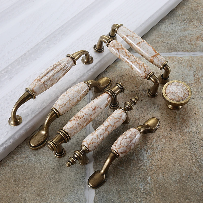 AOBT Ceramic Handle Cabinet Door Knobs European Wardrobe Cabinet Wholesale Fashion Furniture Modern Minimalist Chinese Drawer