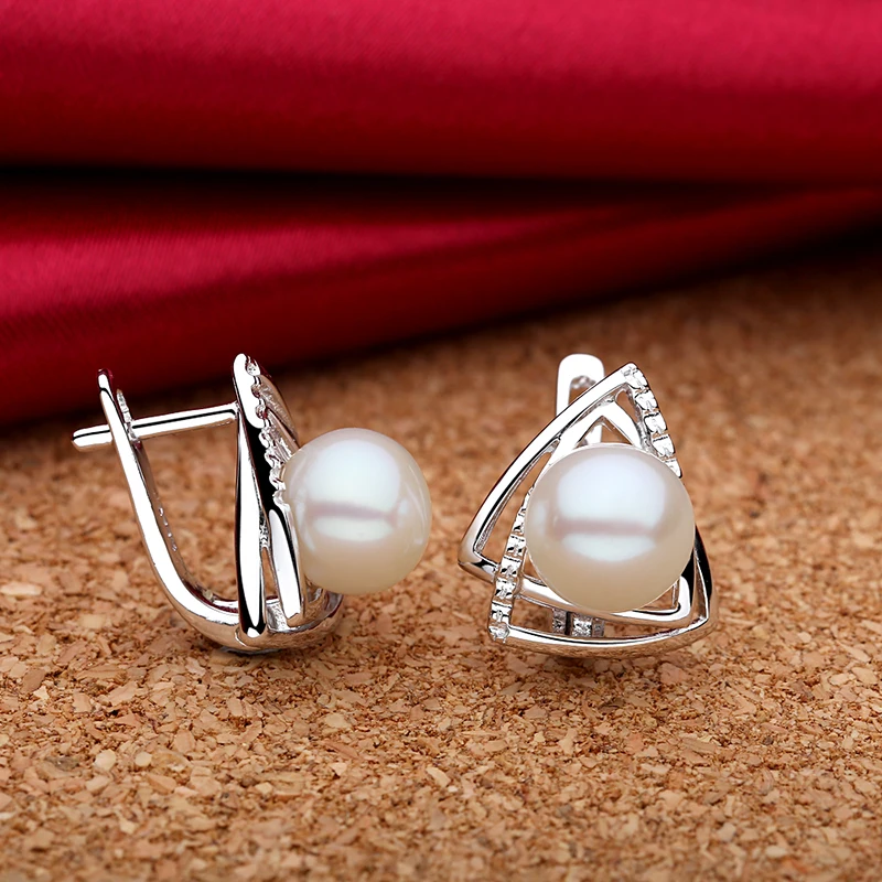 Sinya Natural Freshwater Pearls Fine Jewelry 925 Sterling Silver Earrings for Women Lover Mum Fashion Gift