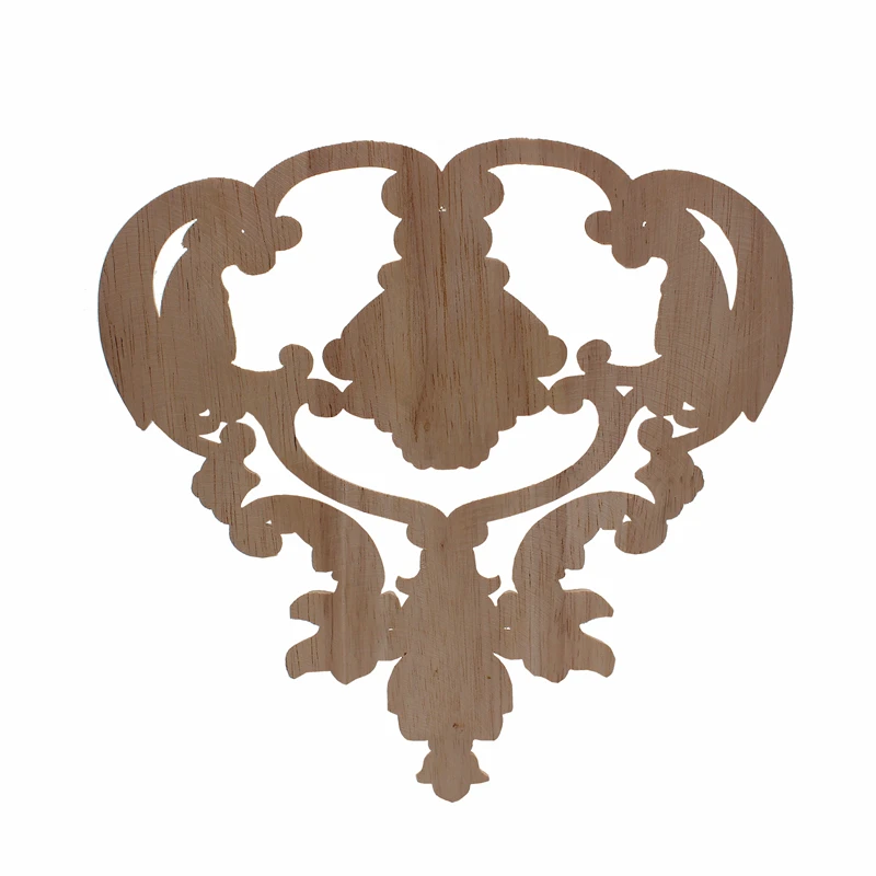 VZLX Vintage Unpainted Wood Carved Corner Onlay Applique Frame For Home Furniture Wall Cabinet Door Crafts Home Decor Decoration