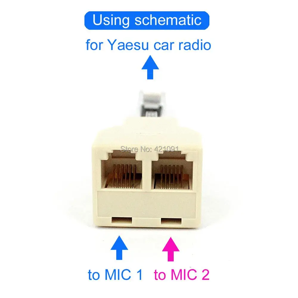 6-контактный ручной микрофон 1 в 2 разветвителя, конвертер для Yaesu FT-7800 FT-8800 FT-8800r FT-8900 FT-8900r FT-FT-7900r, автомобильное радио