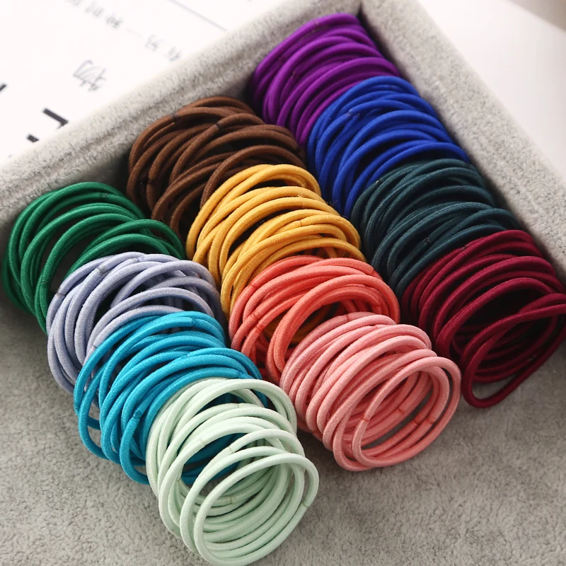 100 Teile/los 3 CM Mädchen Elastische Haar Bänder Gummiband Scrunchies Stirnband Pferdeschwanz Halter Gum Für Haar Kinder Haar Zubehör