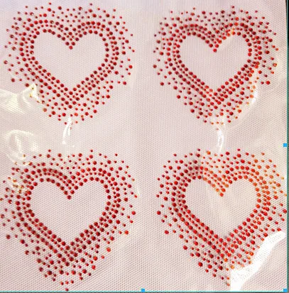 4pc/lot Heart pattern rhinestones motif designs iron on transfer hot fix rhinestone transfer motifs transfer on design