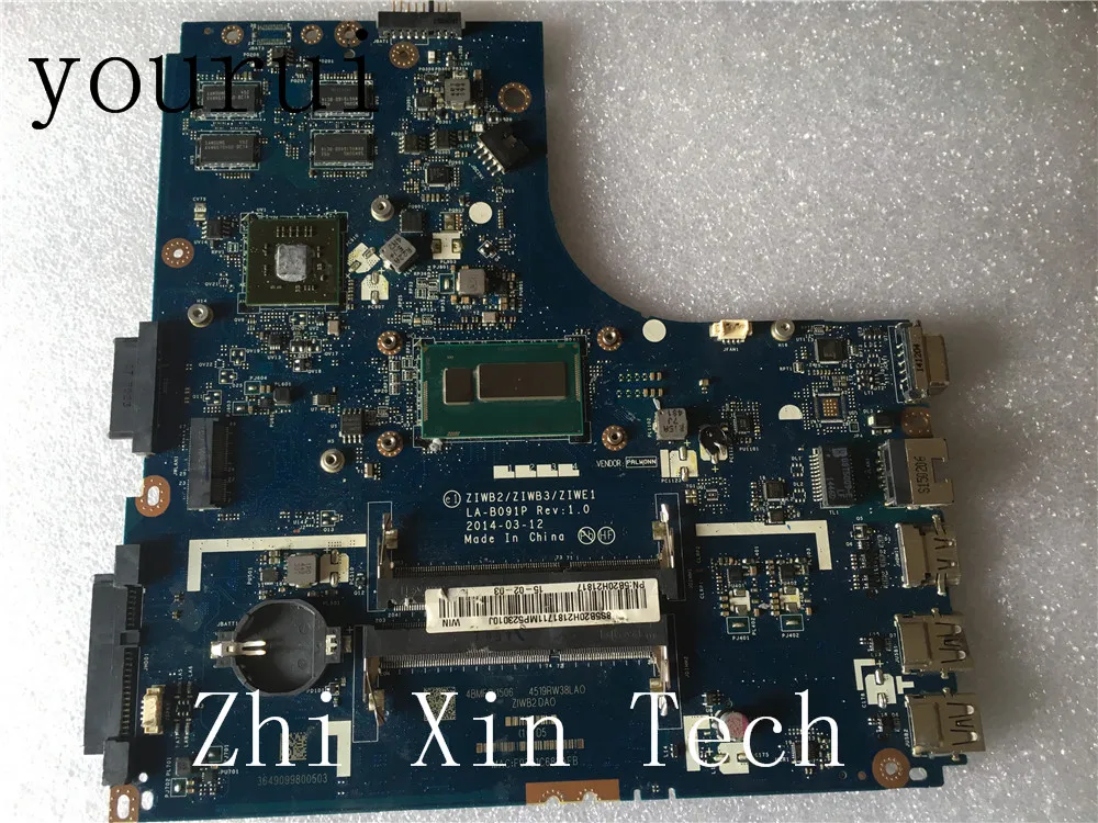 yourui For Lenovo ideapad B50-80 B50-70 Laptop motherboard With SR18A i5-4258u CPU ZIWB2/ZIWB3/ZIWE1 LA-B091P Tested ok