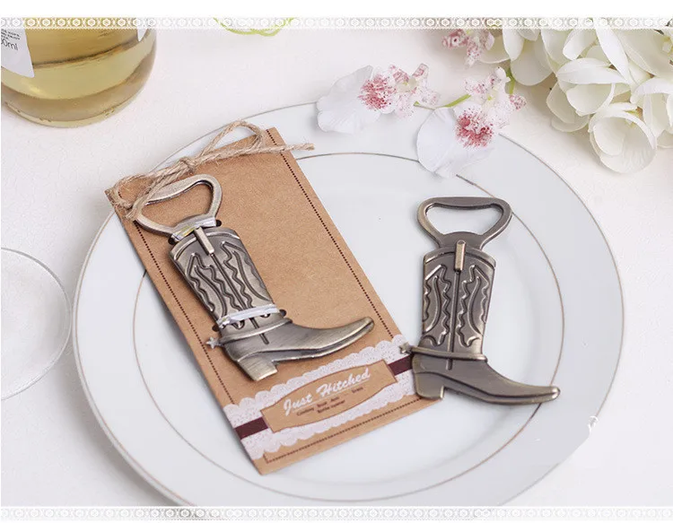 Alloy cowboy boots beer bottle opener Shoes open bottle opener European wedding Favor 20PCS/LOT